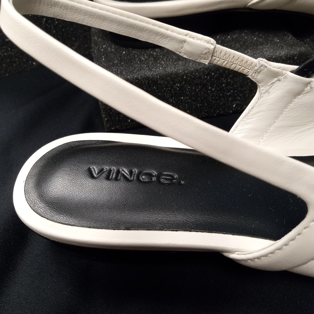 New Vince Women's Buttery Soft Leather Cream and Black Slingback Flats Size 7M - Picture 4 of 12